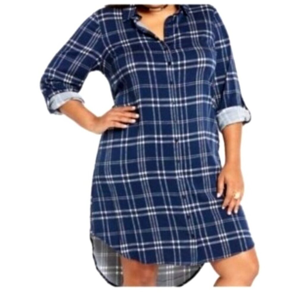 Torrid Plus Sz 2 Plaid Long Shirt Dress Flannel Shacket Casual Lightweight